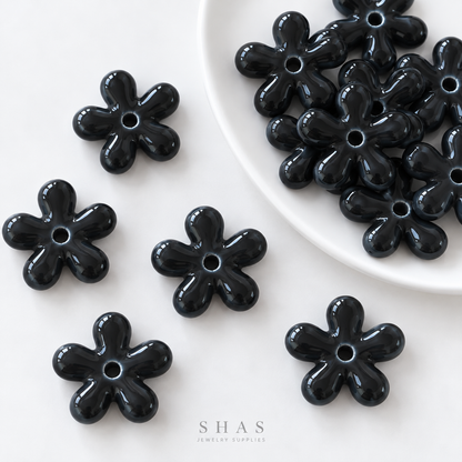 PCB26B Five Petal Floral Ceramic Bead ( 1 pc ) Porcelian Ceramic