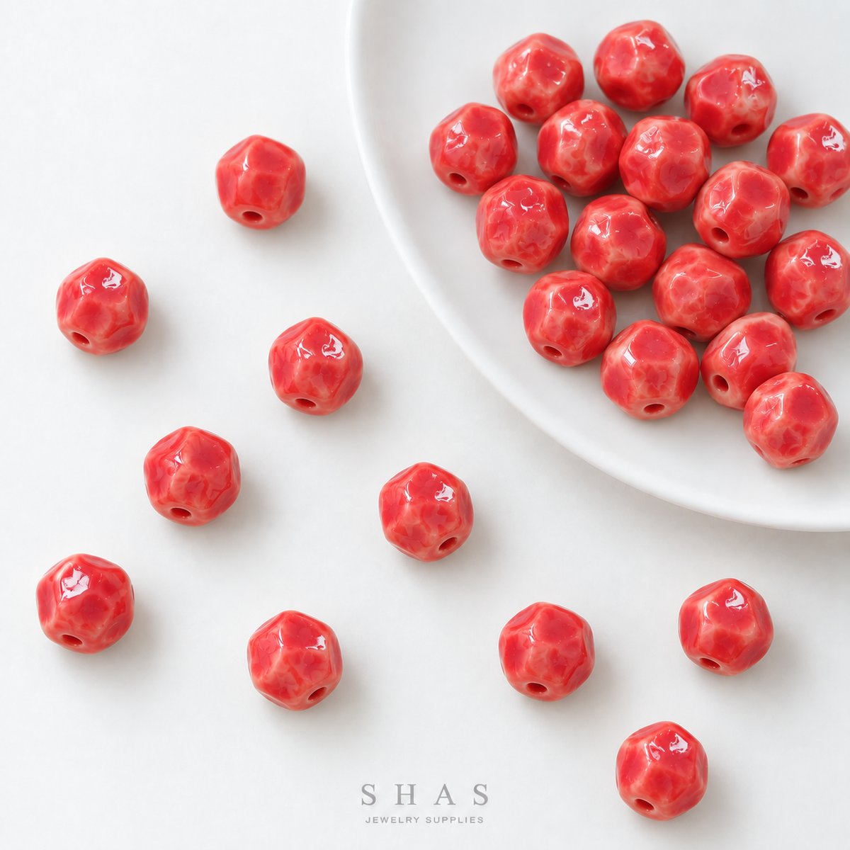 PCB26C Round Ceramic Bead ( 1 pc ) Porcelian Ceramic