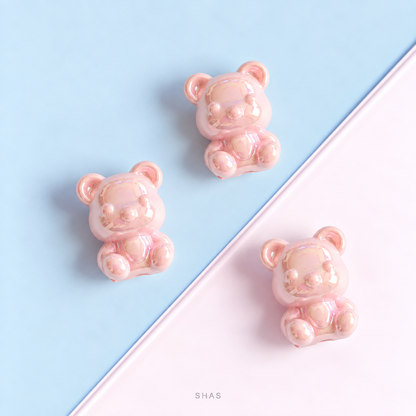 AB109 Iridescent Bear Acrylic Bead ( 1 pc )