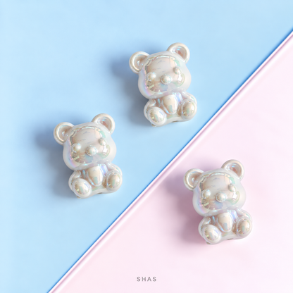 AB109 Iridescent Bear Acrylic Bead ( 1 pc )