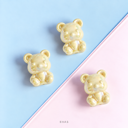 AB109 Iridescent Bear Acrylic Bead ( 1 pc )