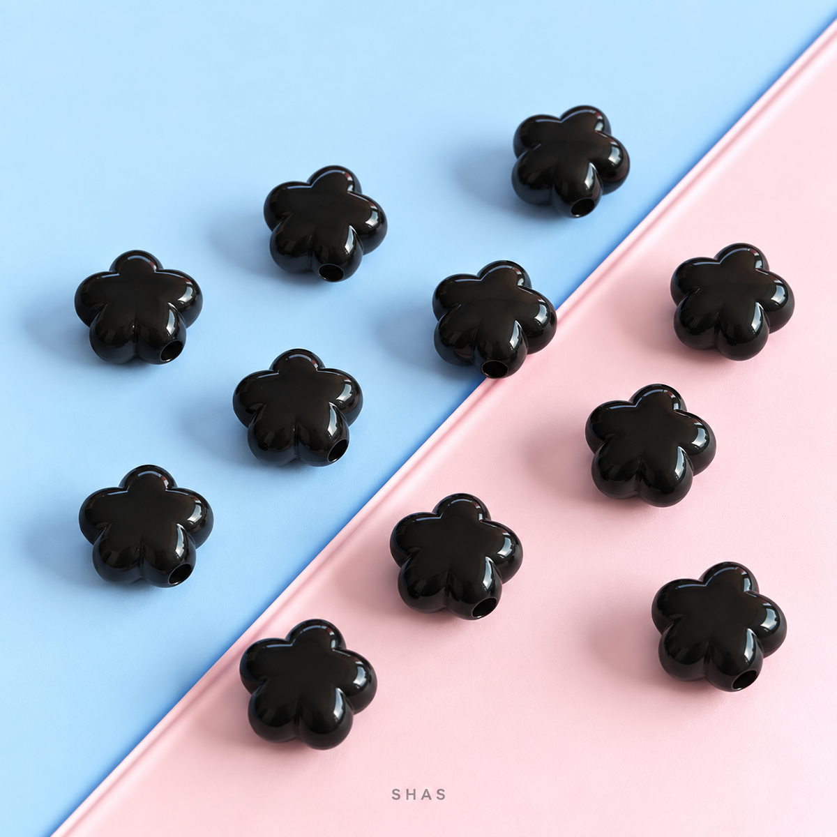 AB110 Pastel Floral Acrylic Bead ( 1 pc )