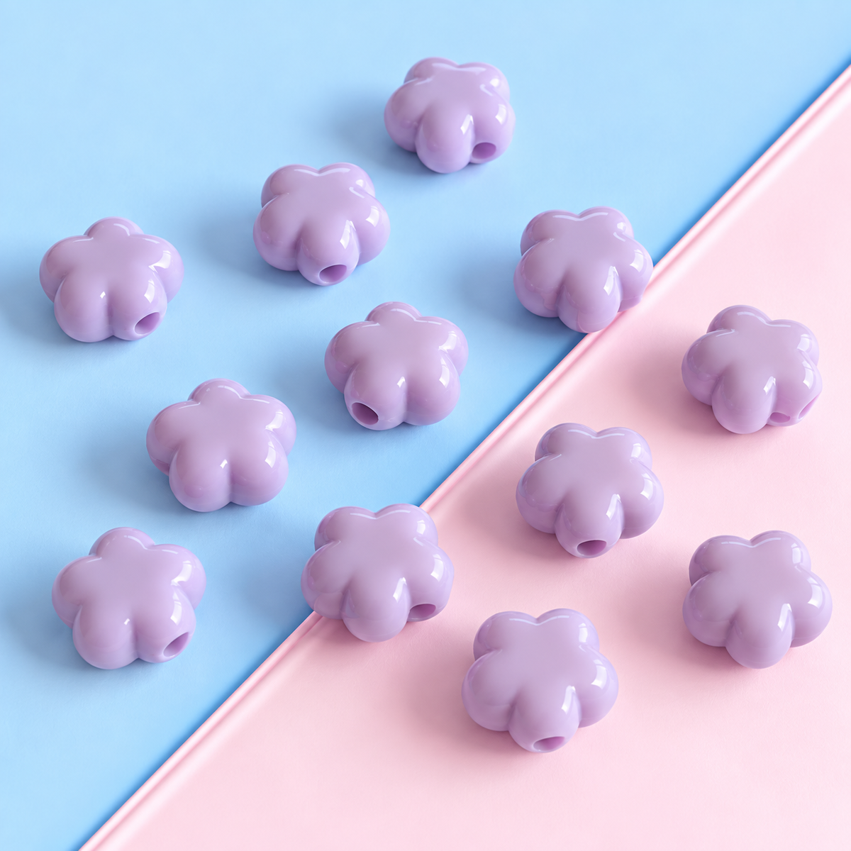 AB110 Pastel Floral Acrylic Bead ( 1 pc )