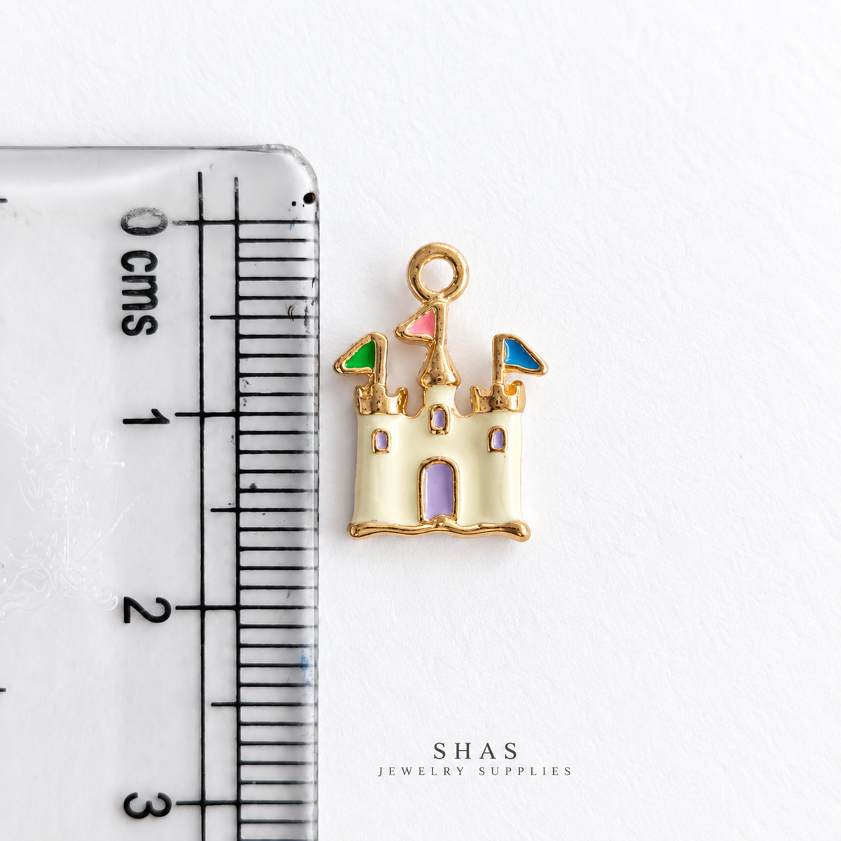 PC06R White Castle 3D Enamel Charm ( 1 pc ) Premium Collectible