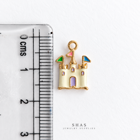 PC06R White Castle 3D Enamel Charm ( 1 pc ) Premium Collectible