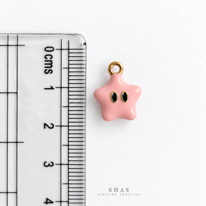 PC06L Pink Star 3D Enamel Charm ( 1 pc ) Premium Collectible