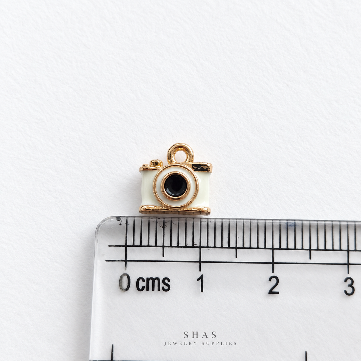 PC06P White Camera 3D Enamel Charm ( 1 pc ) Premium Collectible