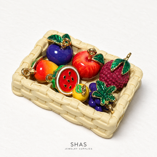Assorted Fruit Basket with Premium 3D Fruit Charms ( 1 set )