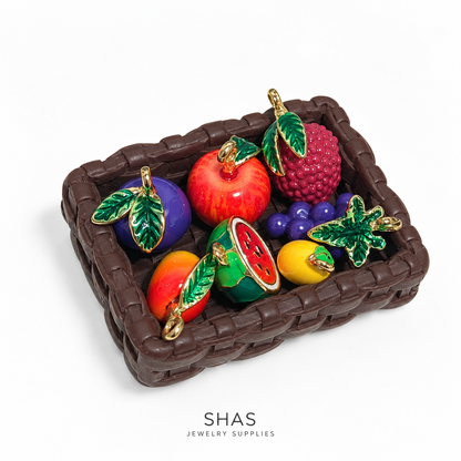 Assorted Fruit Basket with Premium 3D Fruit Charms ( 1 set )