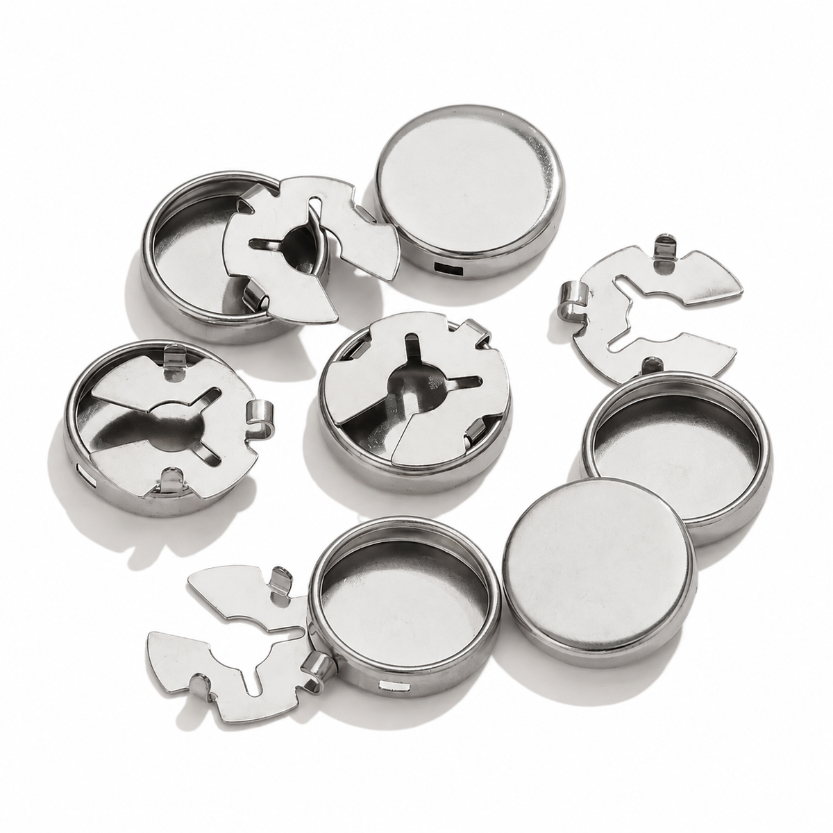 ES18 Round Snap Turtle Buckle Silver ( 1 pc ) PVD Plated