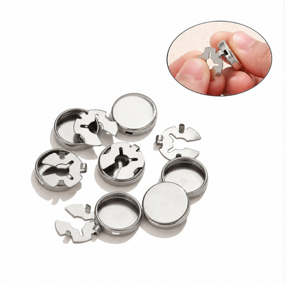 ES18 Round Snap Turtle Buckle Silver ( 1 pc ) PVD Plated