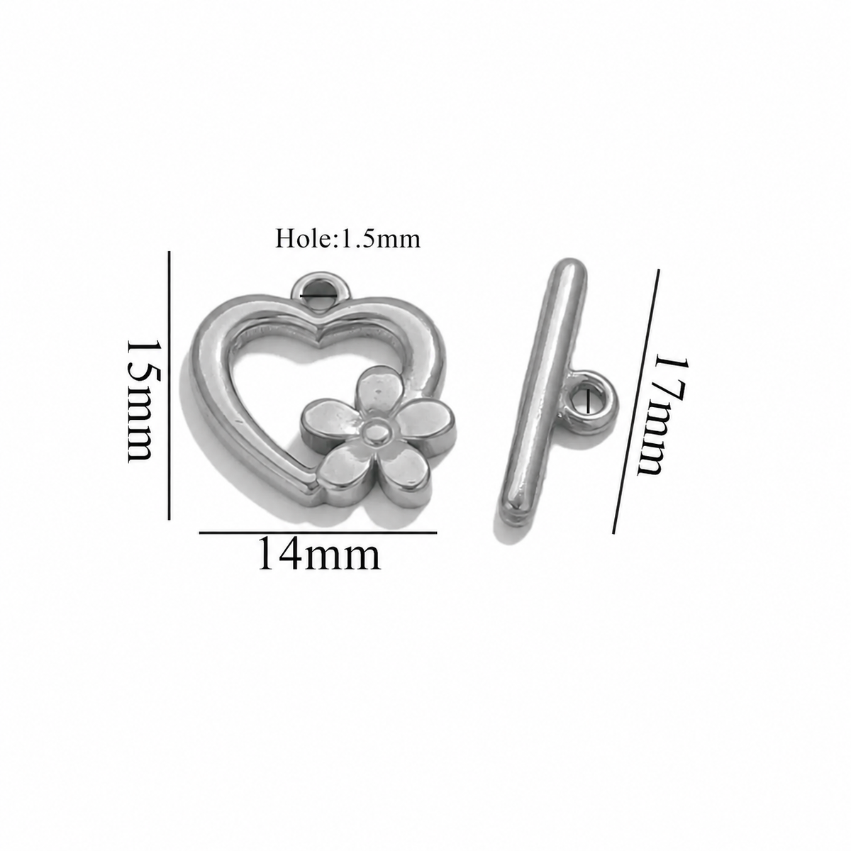 ES23 Heart Floral Toggle Clasp ( 1 pc ) PVD Plated