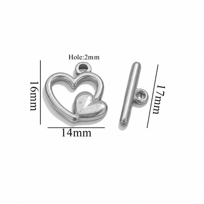 ES25 Hearts Toggle Clasp ( 1 pc ) PVD Plated