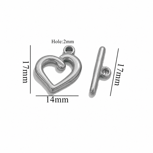 ES26 Twisted Heart Toggle Clasp ( 1 pc ) PVD Plated