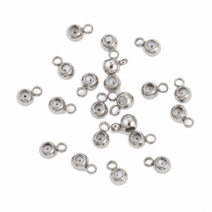 ES02 Round Silicone Positioning Bead Silver ( 1 pc ) PVD Plated