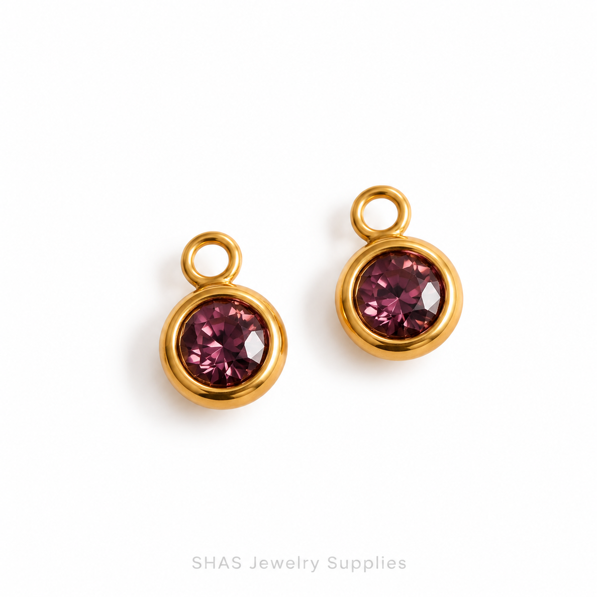 SC04A Round Zircon Charm ( 1 pc ) PVD Plated