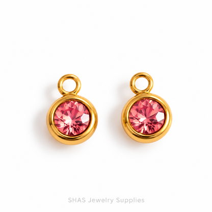 SC04A Round Zircon Charm ( 1 pc ) PVD Plated