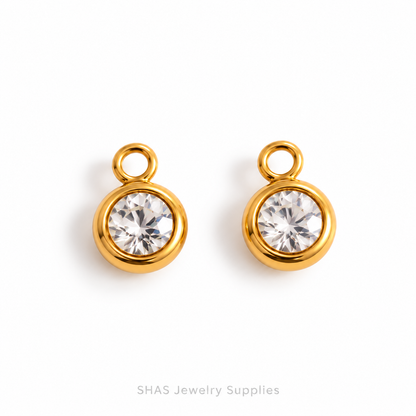 SC04A Round Zircon Charm ( 1 pc ) PVD Plated