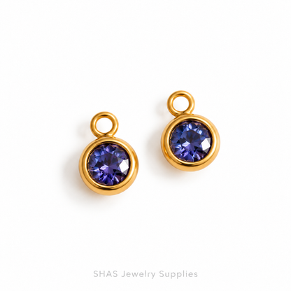 SC04A Round Zircon Charm ( 1 pc ) PVD Plated