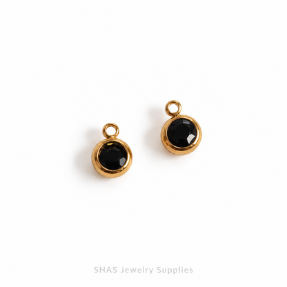 SC04A Round Zircon Charm ( 1 pc ) PVD Plated
