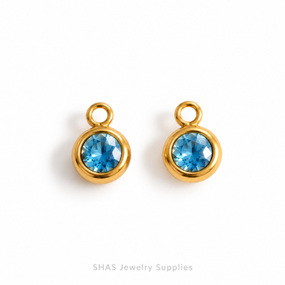 SC04A Round Zircon Charm ( 1 pc ) PVD Plated