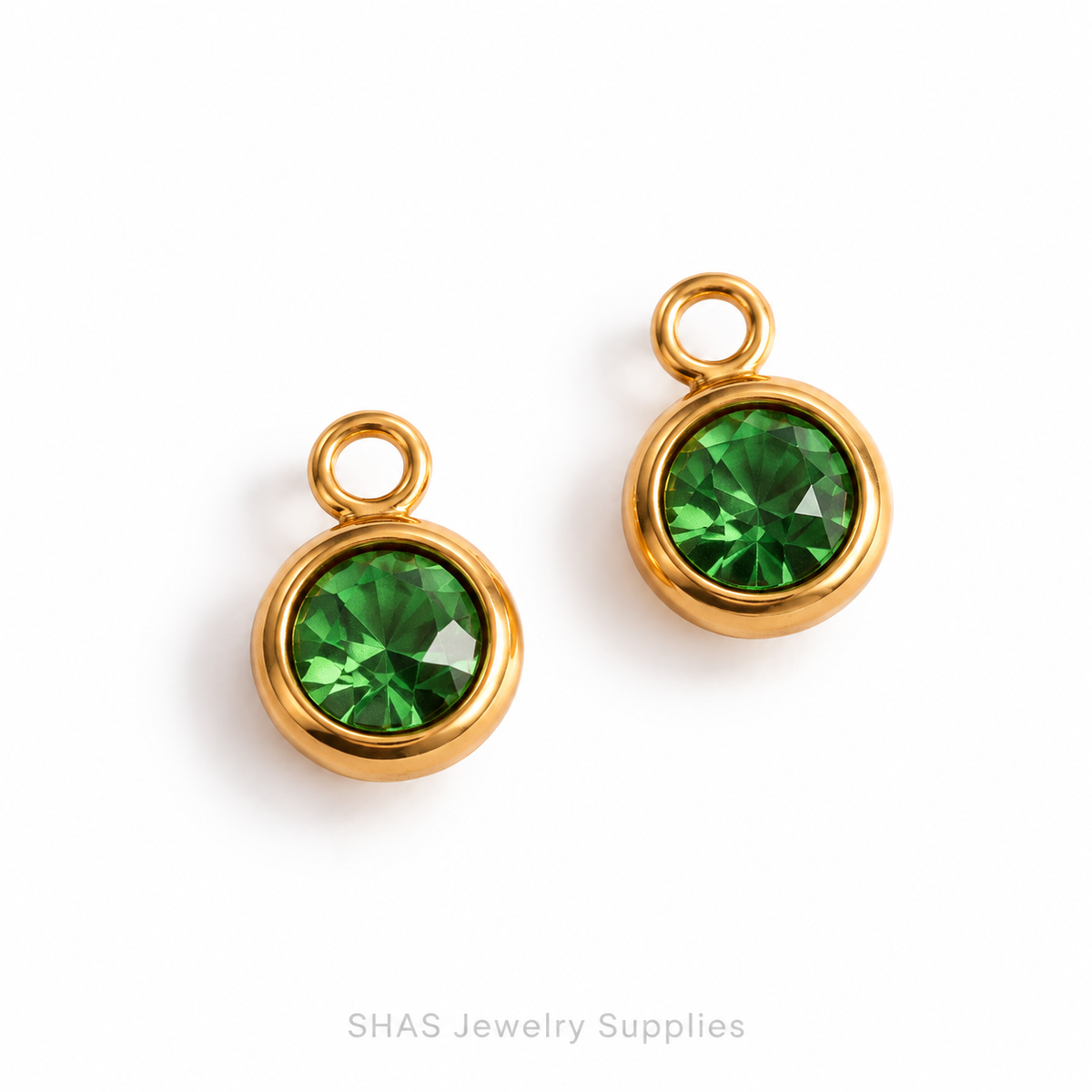 SC04A Round Zircon Charm ( 1 pc ) PVD Plated