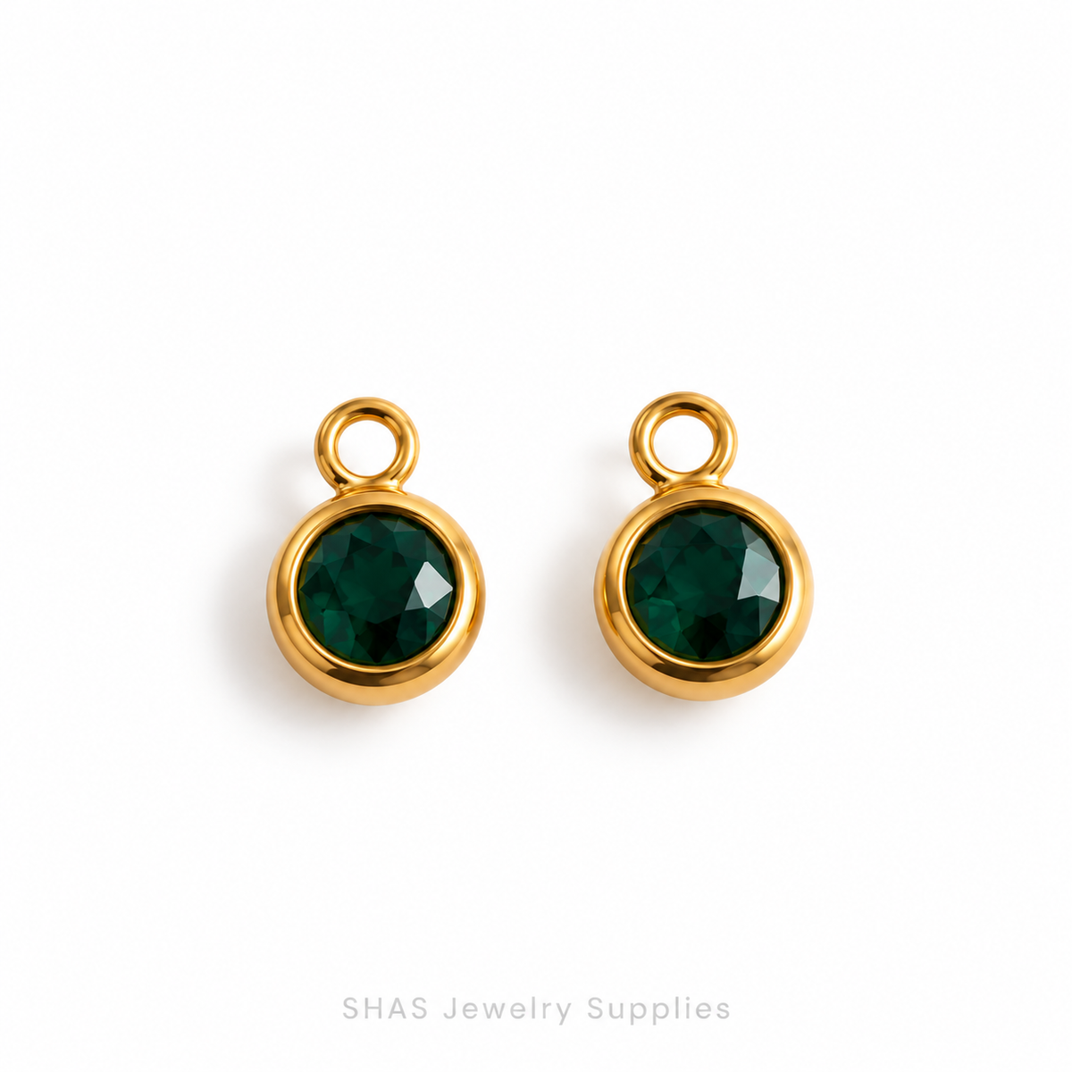 SC04A Round Zircon Charm ( 1 pc ) PVD Plated