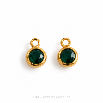 SC04A Round Zircon Charm ( 1 pc ) PVD Plated