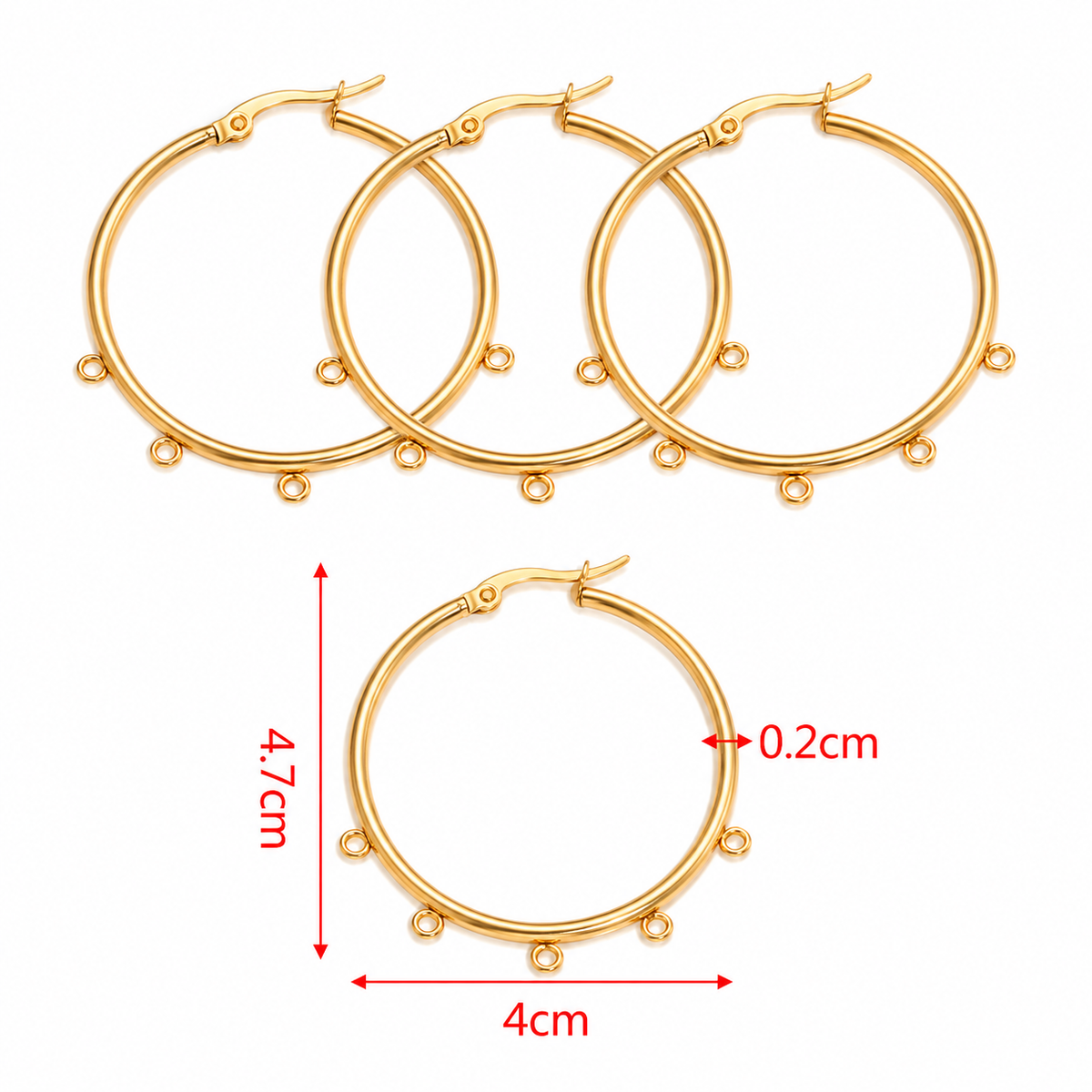 STS69 Hoop With Loops Stud 18k Gold ( 1 pair ) PVD Plated