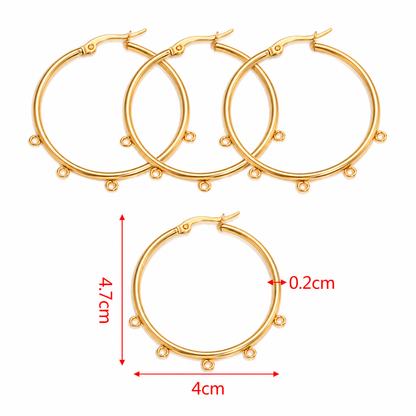 STS69 Hoop With Loops Stud 18k Gold ( 1 pair ) PVD Plated