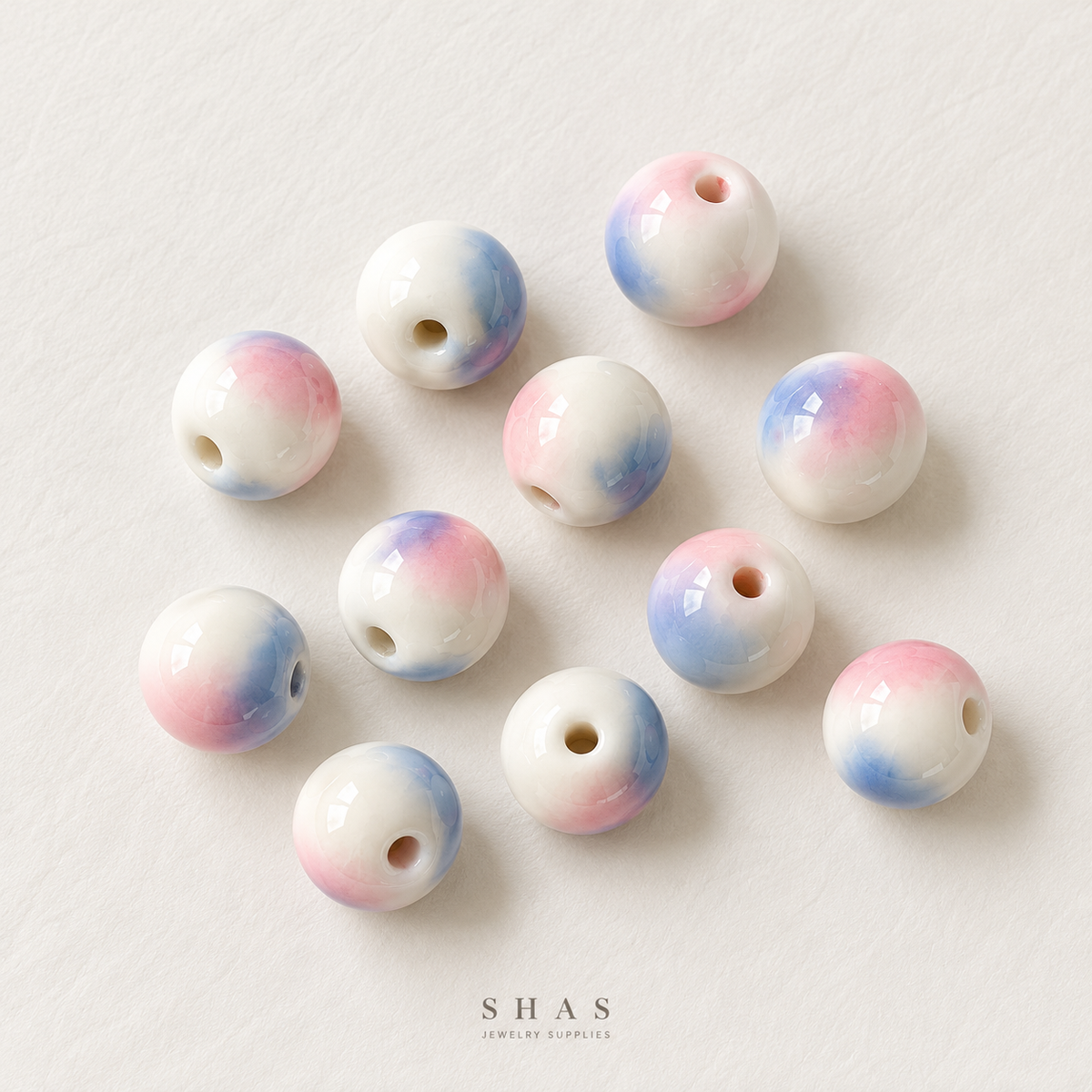 PCB28 Round Ceramic Bead ( 1 pc ) Porcelian Ceramic