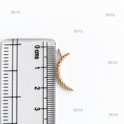 SC20M Crescent Moon Zircon Charm ( 1 pc ) 18k Gold PVD Plated