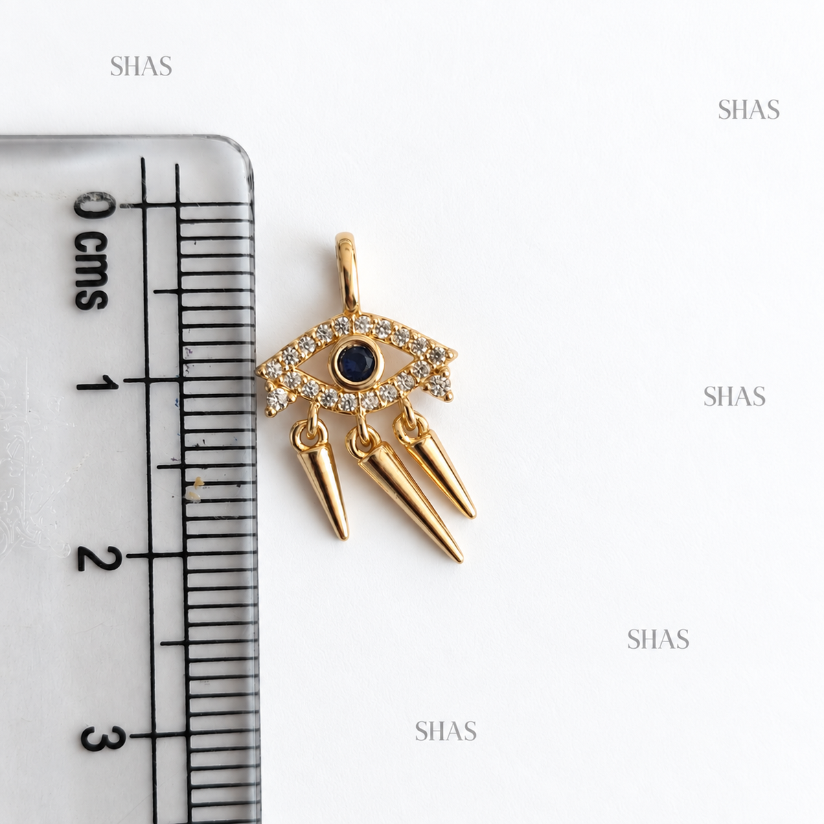 SC20R Evil Eye Hanging Zircon Charm ( 1 pc ) 18k Gold PVD Plated