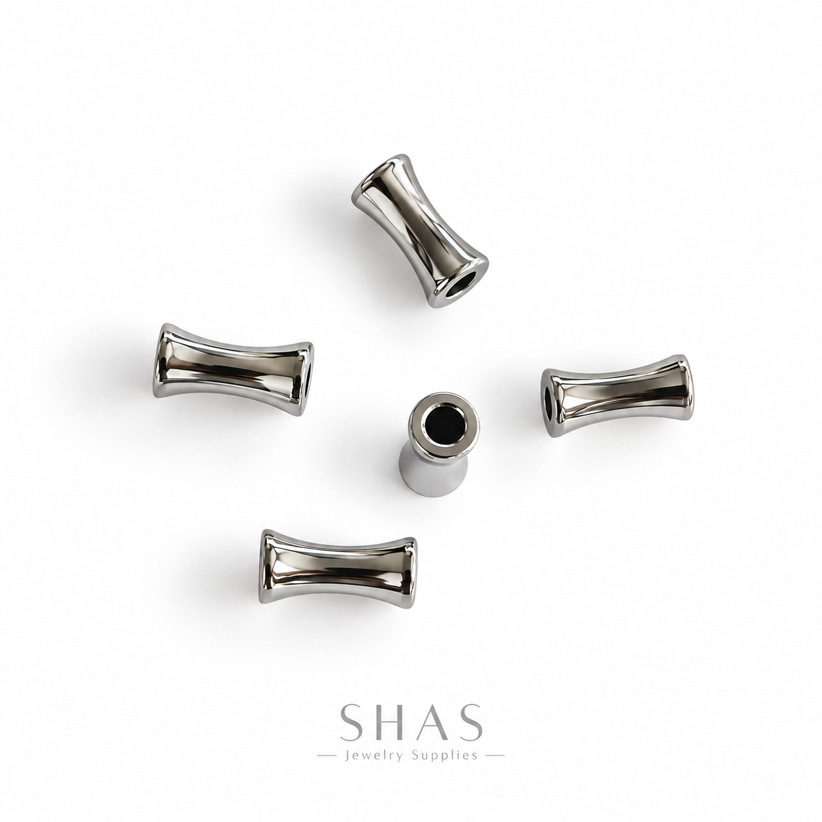 SSB04 Bamboo Spacer Bead Silver ( 1 pc ) PVD Plated