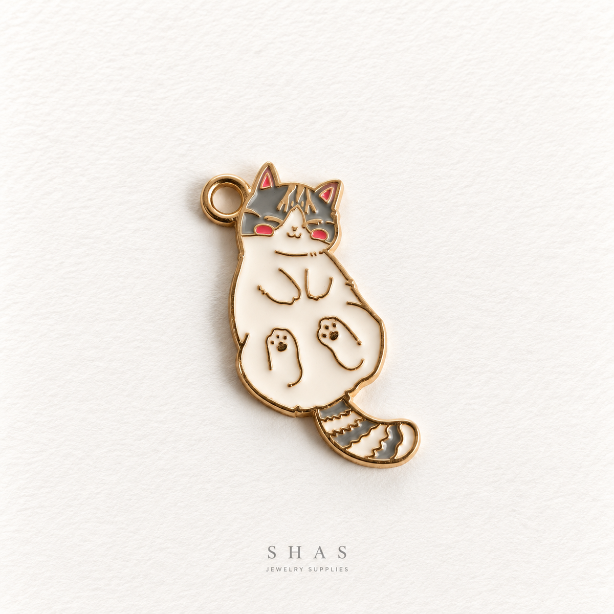 EC09T Snuggly Cat Enamel Charm ( 1 pc ) High Quality Shine