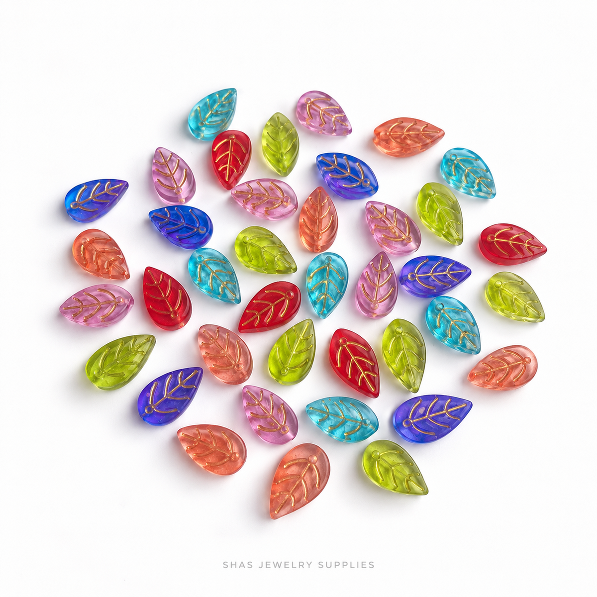 GB79 Big Leaf Gold Glass Beads ( 1 pc ) Lamp work