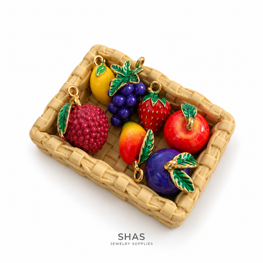 Assorted Fruit Basket with Premium 3D Fruit Charms ( 1 set )