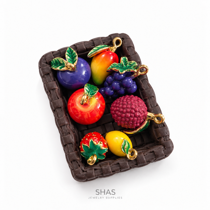 Assorted Fruit Basket with Premium 3D Fruit Charms ( 1 set )