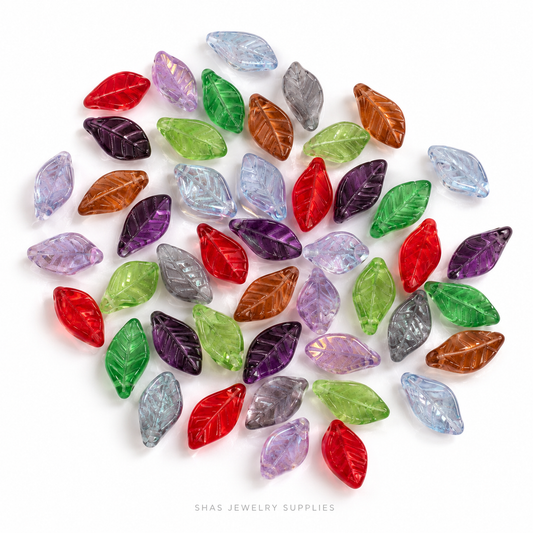 GB73 Tiny Leaf Glass Beads ( 1 pc ) Czech Bead
