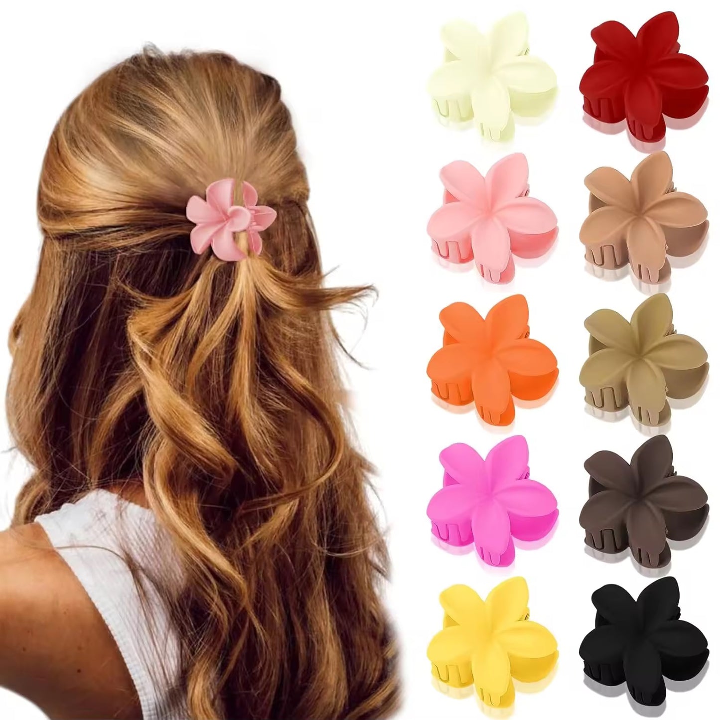 HA 04 (j) Off White Mini Hawaii Floral Hair Claw Clip ( 1 pc )