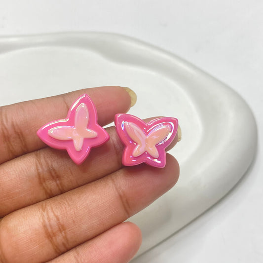 BBB 140 (A) Pink shiny butterfly Acrylic bead (1PC)