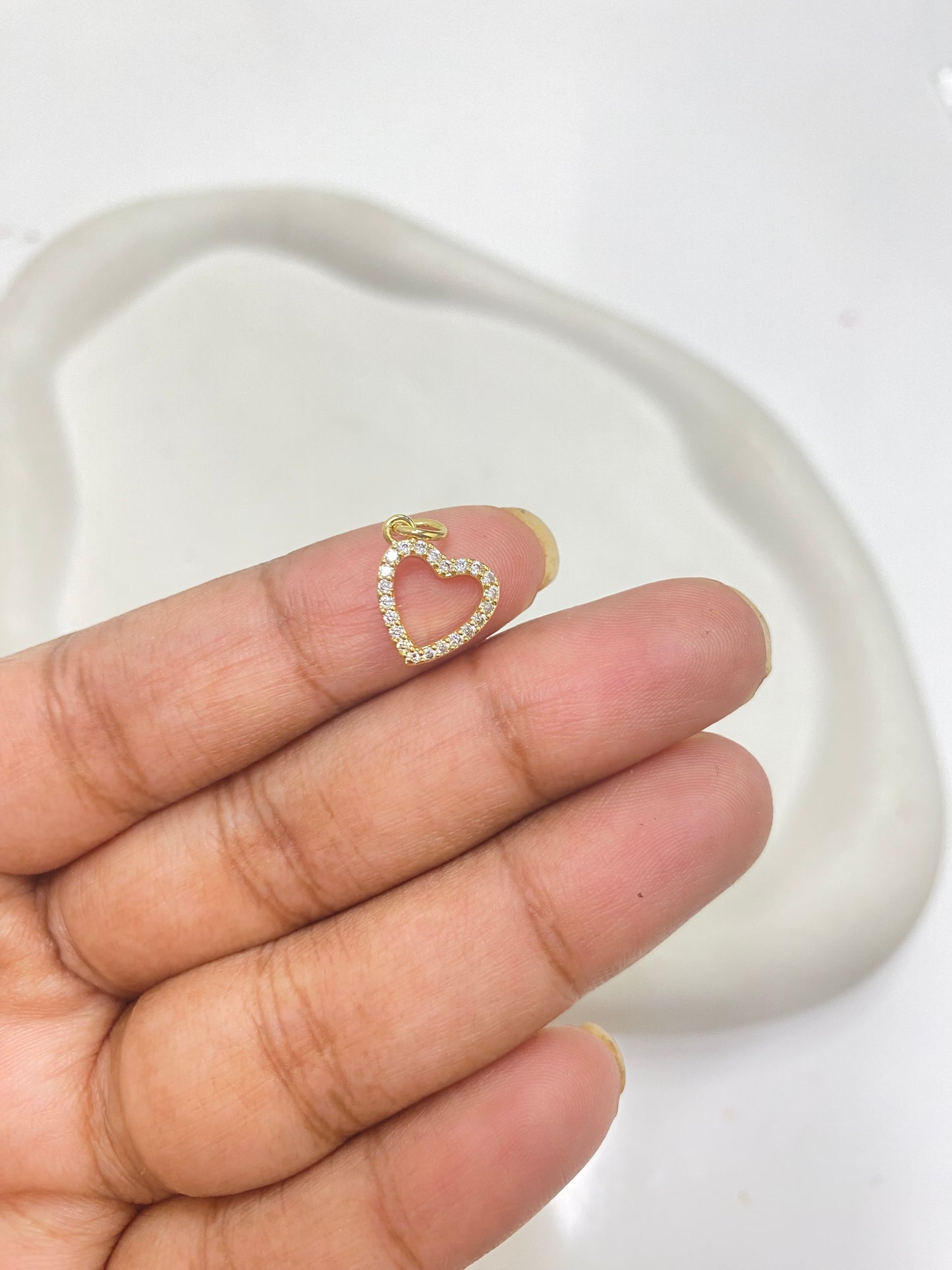 CZ 2589 Heart zircon charm 18k gold plated ( 1 pc ) Anti tarnish
