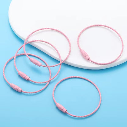 BBB 185 (e) Light Pink Loop Cable Key Ring Wire Keychain ( 1 pc ) Screw lock Key Ring ( 1.5 * 150 mm ) Stainless steel