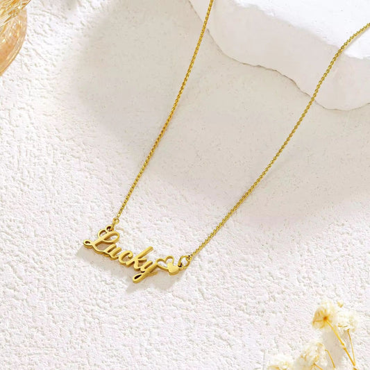 SJ 575 lucky letter necklace - 18k Gold PVD plated stainless steel - Anti tarnish
