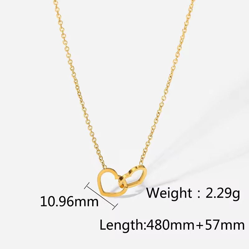SJ 570 double heart loop necklace - 18k Gold PVD plated stainless steel - Anti tarnish