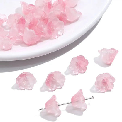 GB63H dual tone pink flower glass bead ( 1 pc )