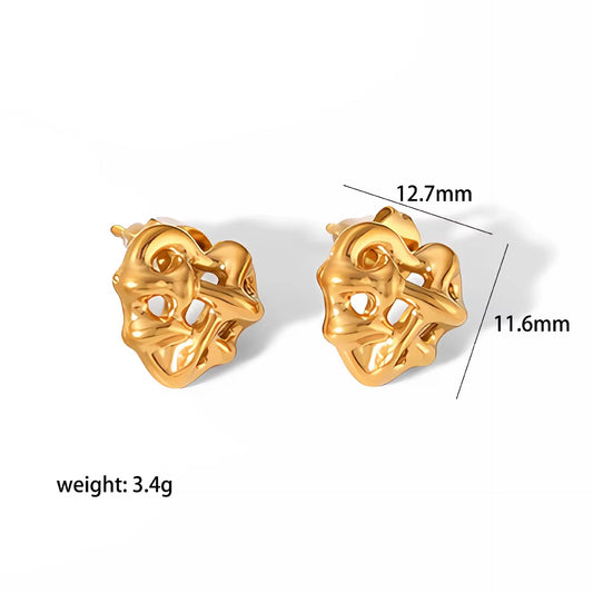 SJ 232 Heart stud -18k gold plated stainless steel - Anti tarnish - Wholesale