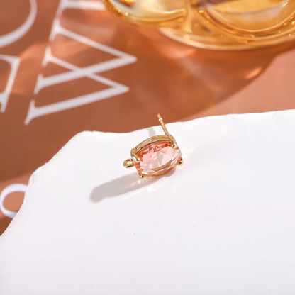 CZ 2525 Light Orange Oval Zircon stud 14k gold plated ( 2 pc ) - anti tarnish