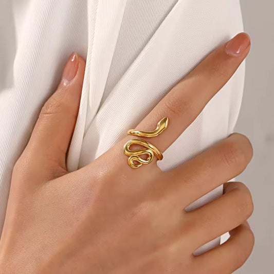 SJ 605 Snake ring adjustable - 18k Gold PVD plated stainless steel - Anti tarnish
