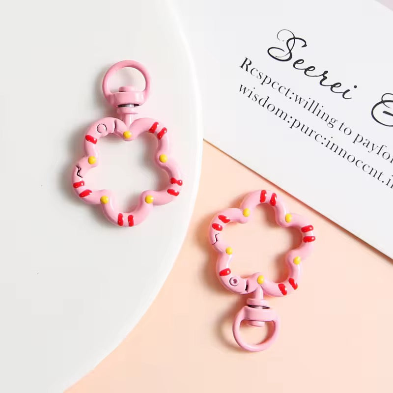 BBB 350 (e) Pink Floral key clasp - Keyring Clasp( 1 pc )